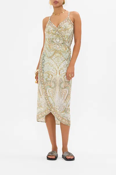 Camilla Sarong With Straps And Trim Detail Ivory Tower Tales In Beige/green