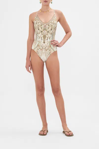 Camilla Scoop Neck One Piece Ivory Tower Tales In Beige/green