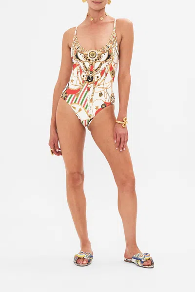 Camilla Embellished Printed Swimsuit In White
