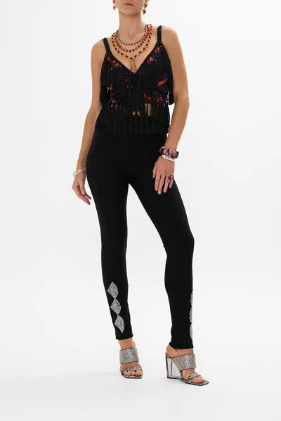 Camilla Seam Detail Bralette With Tassels Electric Loveland In Black/red