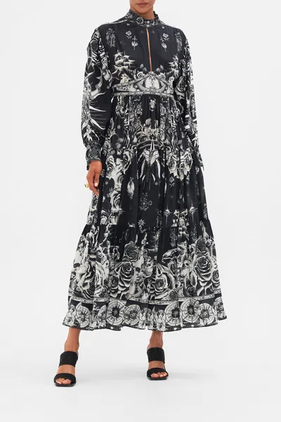 Camilla Shaped Waistband Dress With Tiered Skirt Tales Of Tattoo In Black