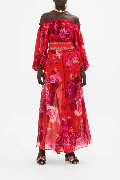 Camilla Sheer Wide Leg Pant Italian Rosa In Red