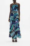 Camilla Sheer Wide Leg Pant Vividly Venice In Blue/navy