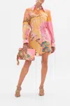 Camilla Shift Shirt Dress Capri Me In Orange/peach/