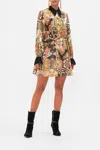 Camilla Shift Shirt Dress With Broderie Detail Stitched In Time In Black