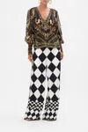 Camilla Shirred Cuff Blouse Duomo Dynasty In Black/gold