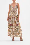 Camilla Shirred Waist Detail Long Dress Bambino Bliss In Beige/