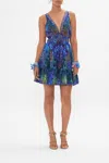 Camilla Shirred Waist Detail Mini Dress Peacock Rock In Blue/navy