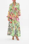 Camilla Porcelain Dream Shirred Waist Wide Leg Pants In Green
