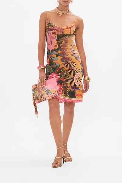 Camilla Short Bias Slip Capri Me In Orange/peach/