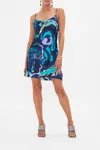 Camilla Short Bias Slip Vividly Venice In Blue/navy