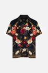 Camilla Short Sleeve Camp Collared Shirt Magic In The Manuscripts In Black