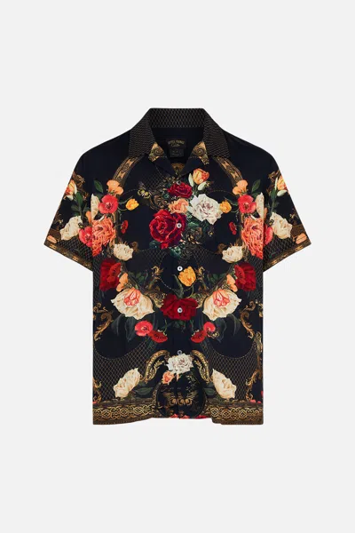 Camilla Short Sleeve Camp Collared Shirt Magic In The Manuscripts In Black