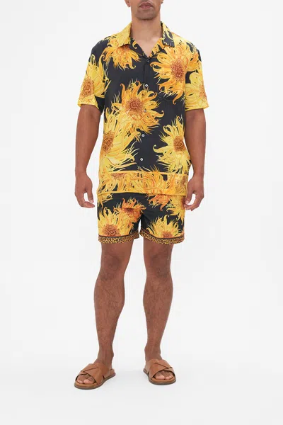 Camilla Short Sleeve Camp Collared Shirt Make Me Your Masterpiece In Multi