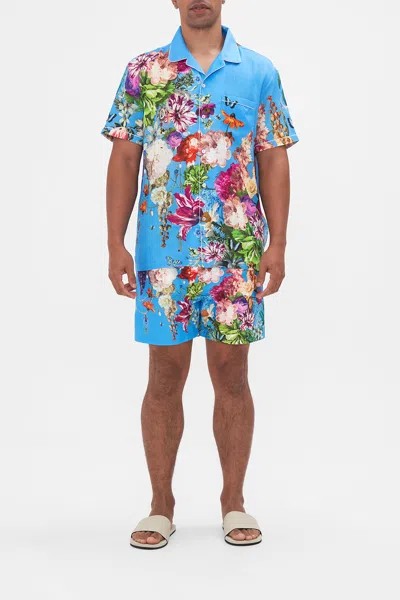 Camilla Short Sleeve Camp Collared Shirt Nectar Of The Gods In Blue