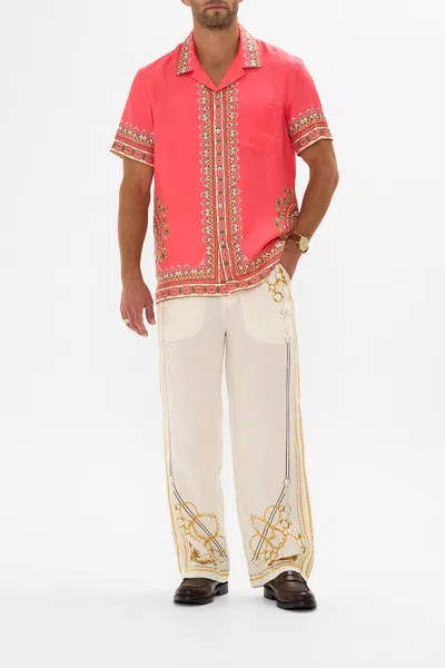 Camilla Short Sleeve Camp Collared Shirt Shell Games In Multi