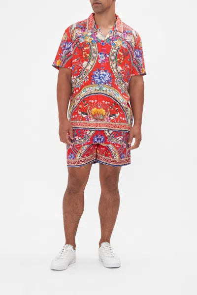Camilla Short Sleeve Camp Collared Shirt The Summer Palace In Red