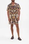 Camilla Short Sleeve Camp Collared Shirt Venice Vignette In Violet