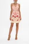 Camilla Short Slip Dress With Quilting Blossoms And Brushstrokes