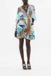 Camilla Short Waisted Dress Sky Cheetah In Blue