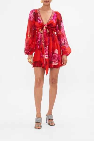 Camilla Short Wrap Tie Dress Italian Rosa In Red