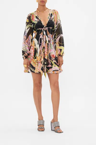 Camilla Short Wrap Tie Dress Lady Of The Moon In Black