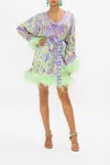 Camilla Short Wrap With Feathers Amsterdam Jewel In Purple