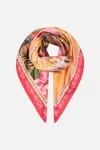 Camilla Silk Square Scarf Capri Me In Orange/peach/
