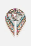 Camilla Silk Square Scarf Plumes And Parterres In White