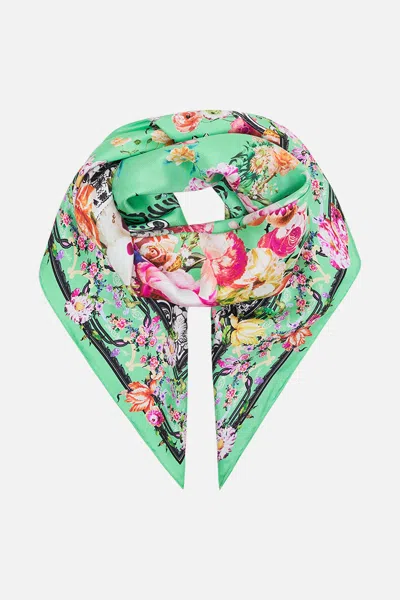 Camilla Silk Square Scarf Porcelain Dream In Green