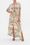 Camilla Slim Fit Kaftan With Split Palazzo Play Date In Beige/brown/gold