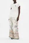 Camilla Slim Fit Round Neck T-shirt - Embroidered Plumes And Parterres In White