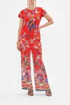 Camilla Slim Fit Round Neck T-shirt - Printed The Summer Palace In Red