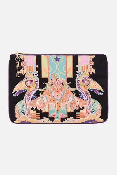 Camilla Small Canvas Clutch Club Cinemania In Black