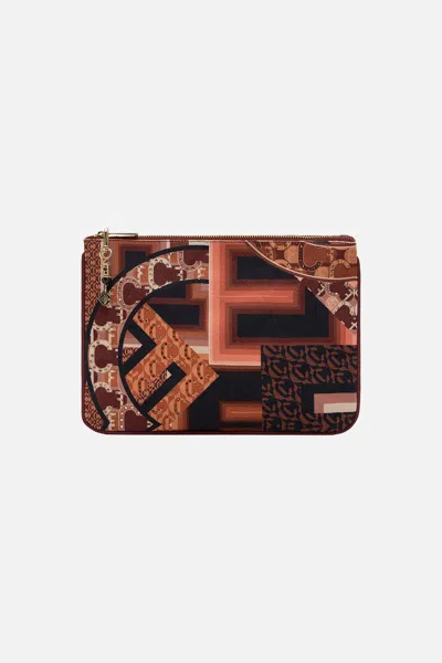 Camilla Small Canvas Clutch Feeling Fresco In Brown