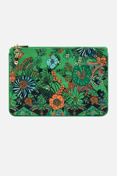 Camilla Small Canvas Clutch Good Vibes Generation In Green