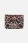Camilla Small Canvas Clutch Mosaic Muse In Black/brown/grey