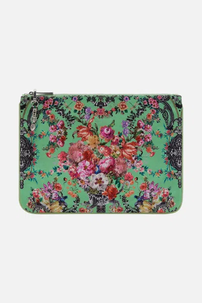 Camilla Small Canvas Clutch Porcelain Dream In Green