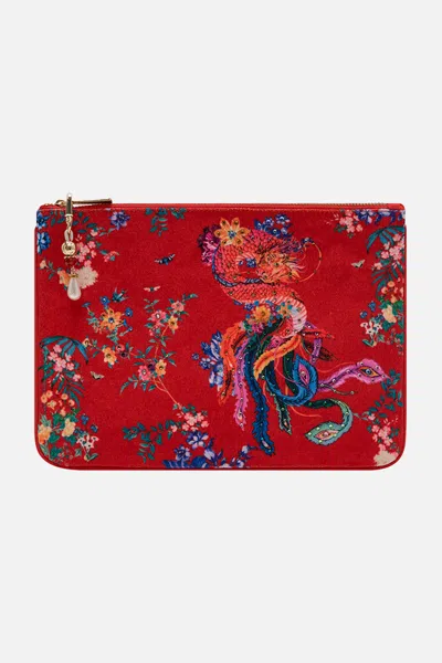 Camilla Small Canvas Clutch The Summer Palace In Red