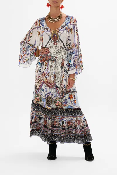 Camilla Smocked Raglan Sleeve Dress My Folk Art Heart In Blue/white