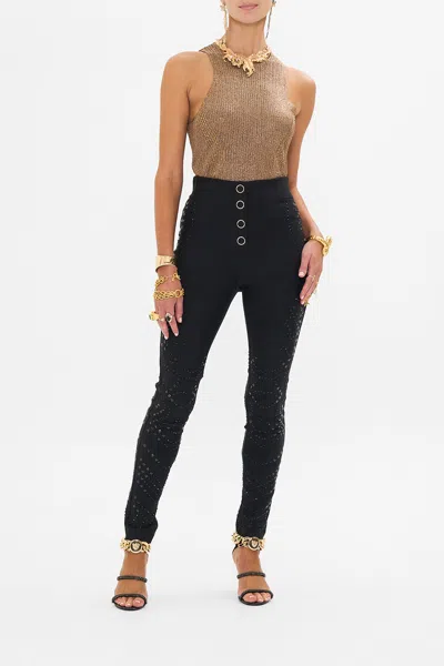 Camilla Snap Ponte Pant With Hotfix Nouveau Noir In Black
