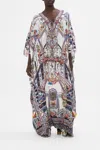 Camilla Spliced Kaftan My Folk Art Heart In Blue/white