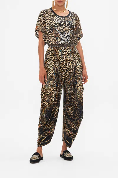 Camilla Split Hem Jersey Pant Amsterglam In Black/brown