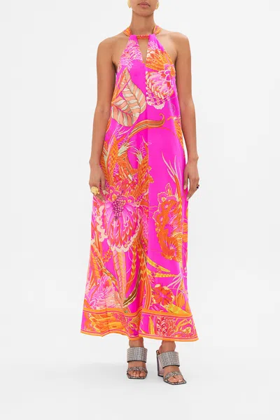 Camilla Split Neck Tie Back Dress A Heart That Flutters In Pink