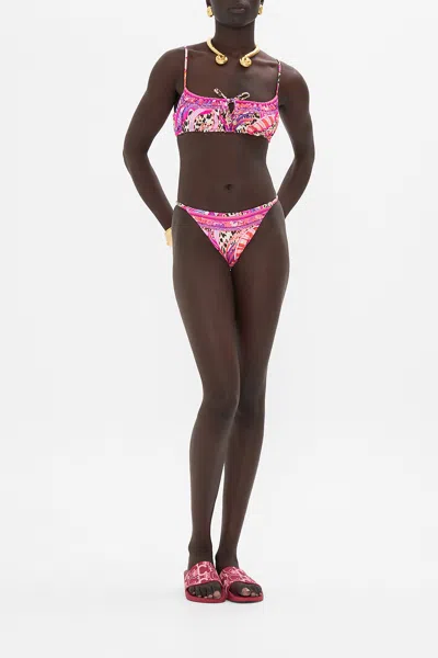 Camilla Square Neck Gathered Crop Top Viola Vintage In Pink
