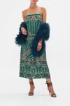 Camilla Square Neck Midi Dress A Venice Veil In Green