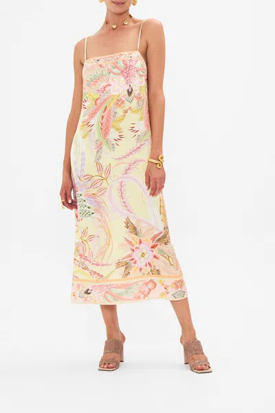 Camilla Square Neck Midi Dress Cosmic Tuscan In Green/yellow