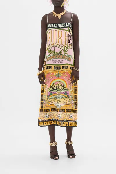 Camilla Square Neck Midi Dress Lets Chase Rainbows In Orange