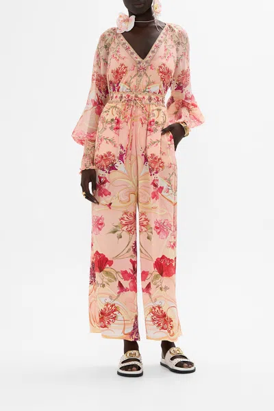 Camilla Straight Leg Pant Blossoms And Brushstrokes In Pink