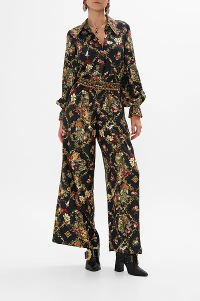 Camilla Straight Leg Pant Told In The Tapestry In Black